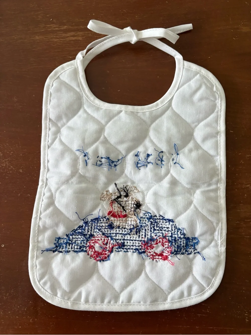 Handmade embroidered dog baby bib NWOT